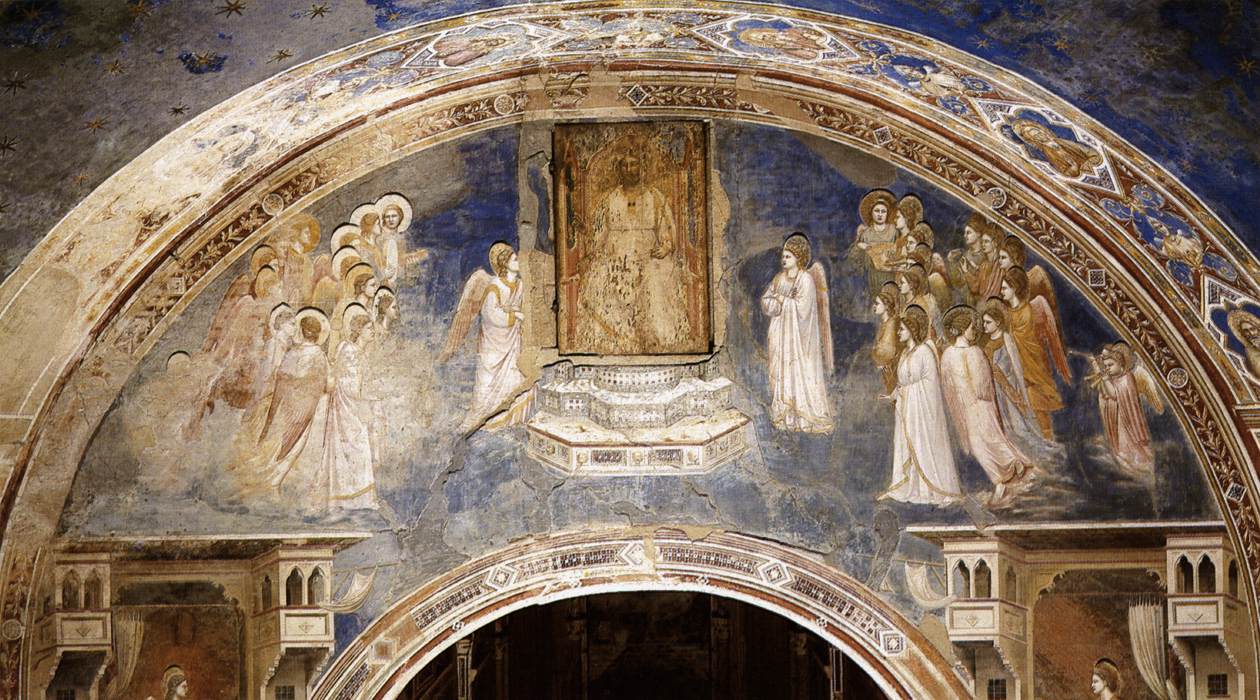 God Sends Gabriel to the Virgin, vintage artwork by Giotto, 12x8" (A4) Poster