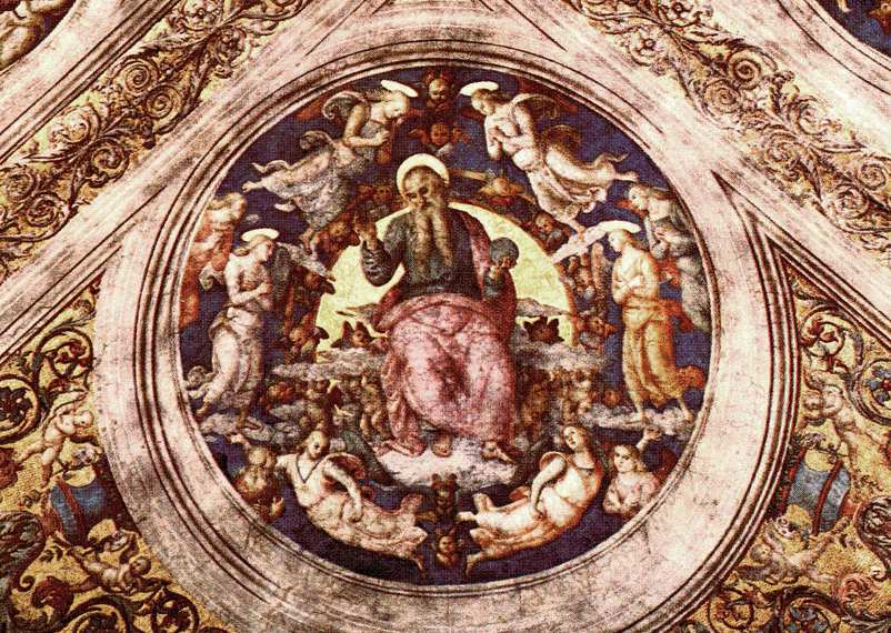 God the Creator and Angels, vintage artwork by Perugino, A3 (16x12") Poster Print