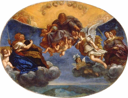God the Father and Archangel Gabriel, vintage artwork by Francesco Albani, 12x8" (A4) Poster