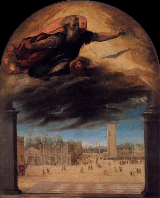 God the Father over the Piazza San Marco, vintage artwork by Bonifazio Veronese, A3 (16x12") Poster Print