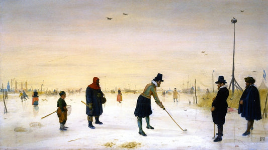 Golf Players on the Ice, vintage artwork by Hendrick Avercamp, 12x8" (A4) Poster