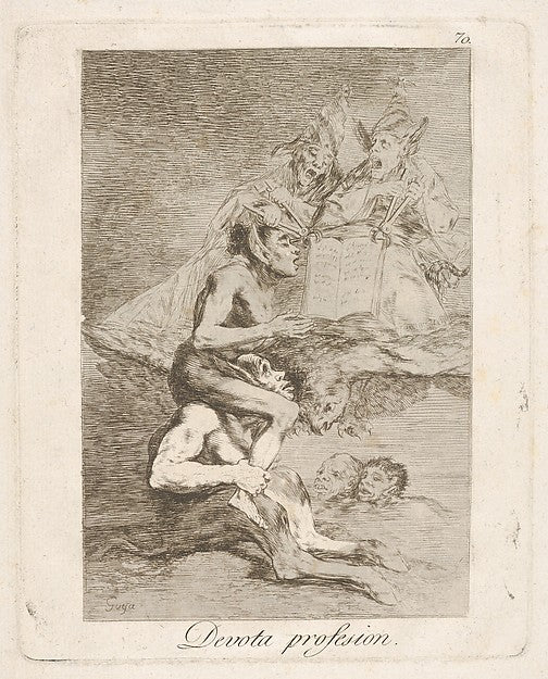 Goya :Plate 70 from 'Los Caprichos': Devout Profession 1799, vintage artwork, 16x12"(A3) Poster Print