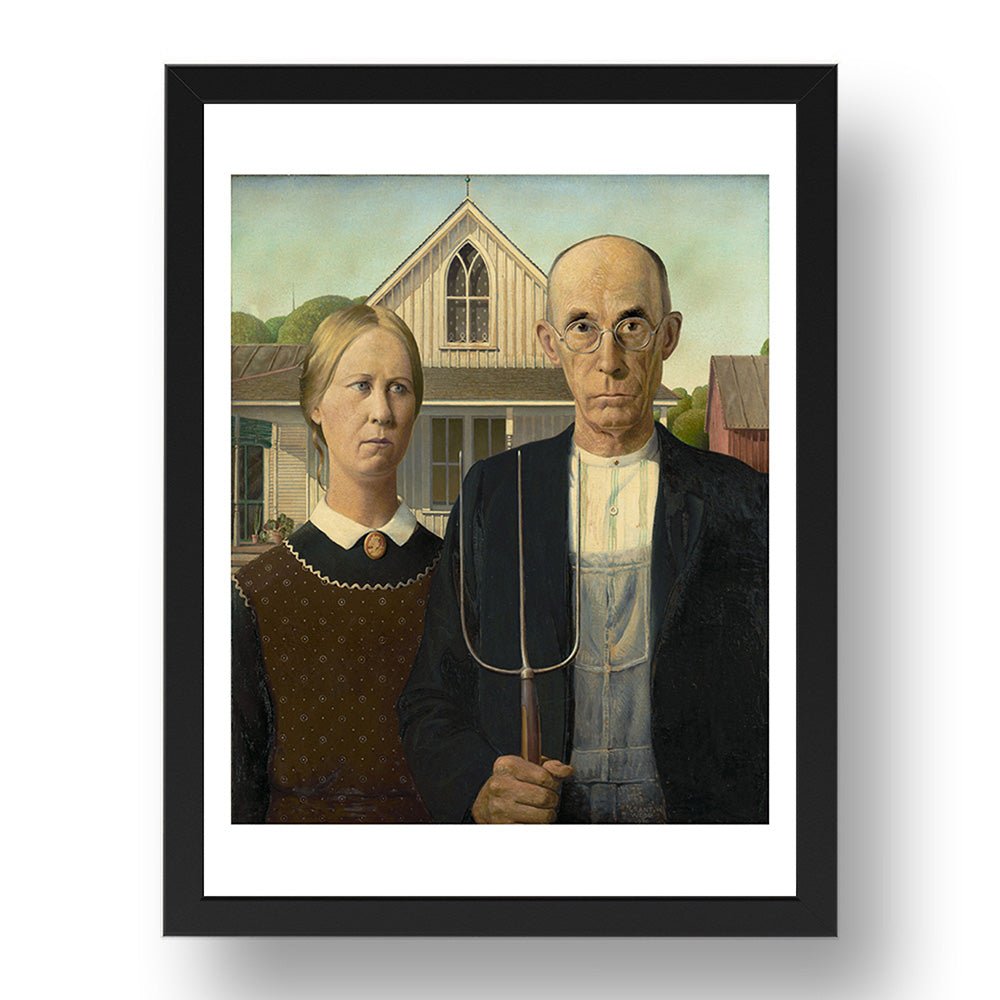 Grant Wood - American Gothic [1930], vintage artwork in A3 (17x13") Black Frame