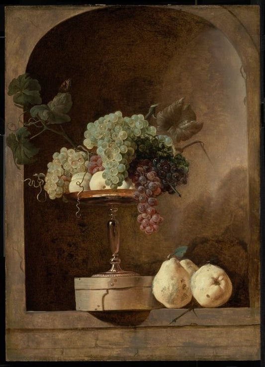Grapes, Peaches and Quinces in a Niche, vintage artwork by Frans Snyders, 12x8" (A4) Poster