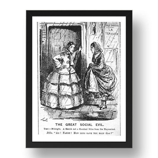 greatsocialevil1857london sex workers, vintage historic poster in 17x13"(A3) Frame