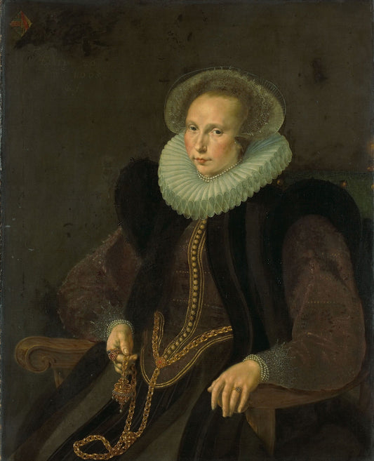 Griete Jacobsdr van Rhijn (1585-1652), Wife of General Jacob Cornelisz Banjaert, vintage artwork by Cornelis Ketel, 12x8" (A4) Poster