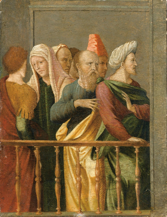 Group of Figures on the Balcony, vintage artwork by Bartolomeo degli Erri, A3 (16x12") Poster Print