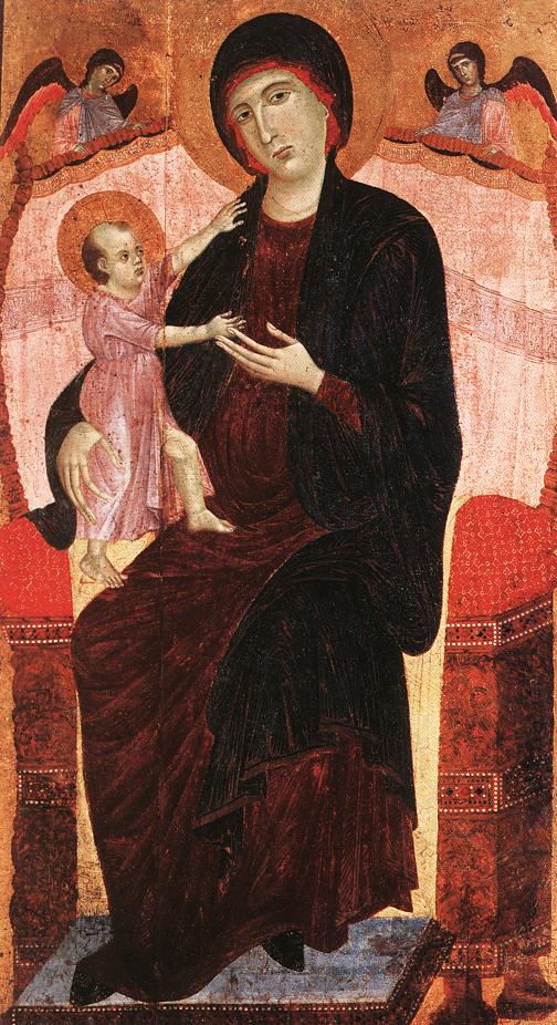 Gualino Madonna, vintage artwork by Duccio di Buoninsegna, 12x8" (A4) Poster
