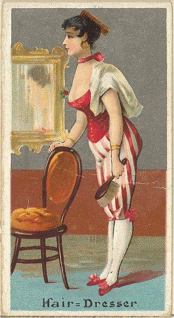 :Hairdresser from the Occupations for Women series for Old Judge and Dogs Head Cigarettes 1887, vintage artwork, 16x12"(A3) Poster Print