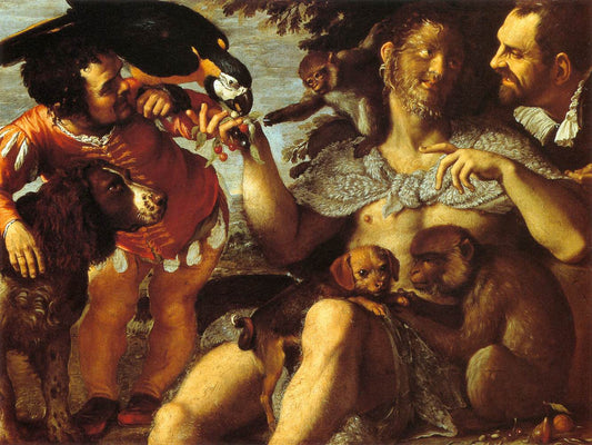 Hairy Harry, Mad Peter and Tiny Amon, vintage artwork by Agostino Carracci, A3 (16x12") Poster Print