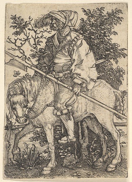 Halberdier on Horseback early 16th cent-Barthel Beham , vintage art, A3 (16x12") Poster Print