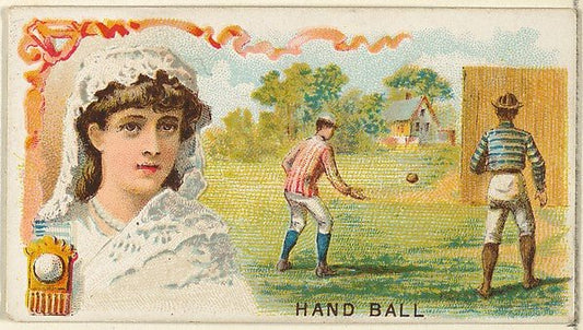 :Handball from the Games and Sports series for Old Judge Cigarettes 1889, vintage artwork, 16x12"(A3) Poster Print