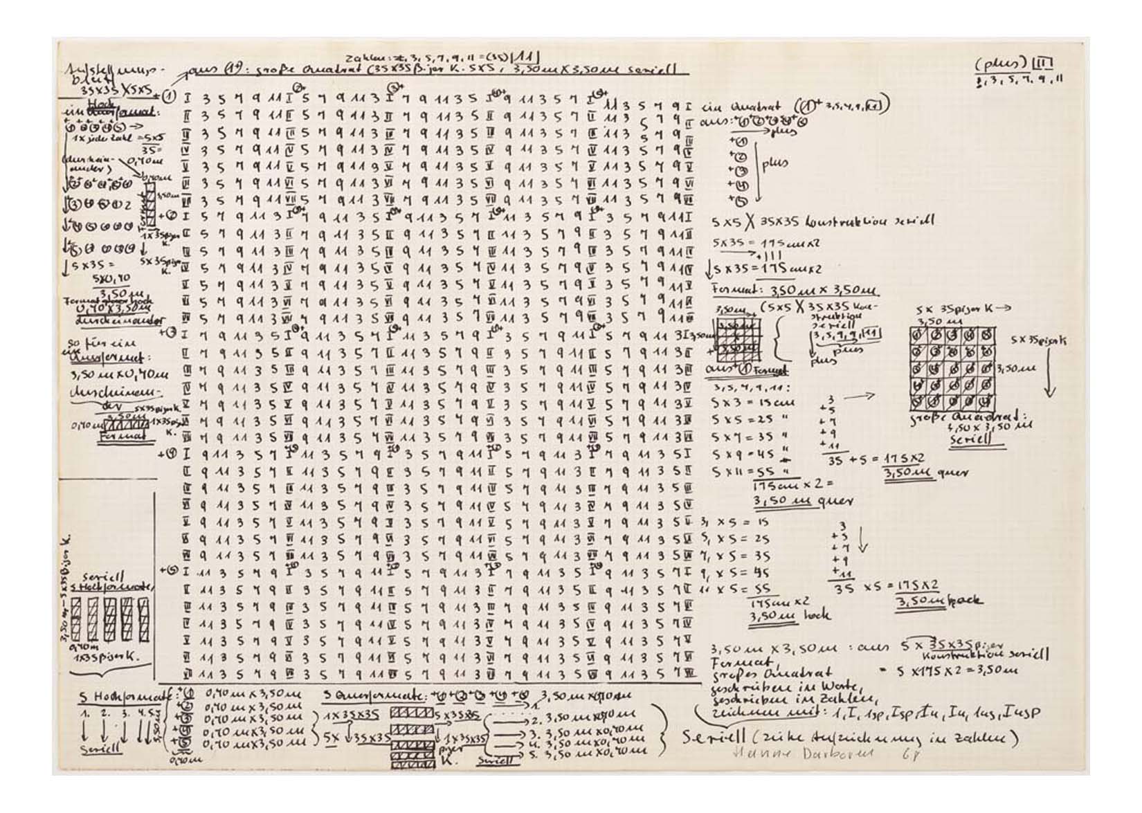 Hanne Darboven - Construction Drawing, 16x12" (A3) Poster Print