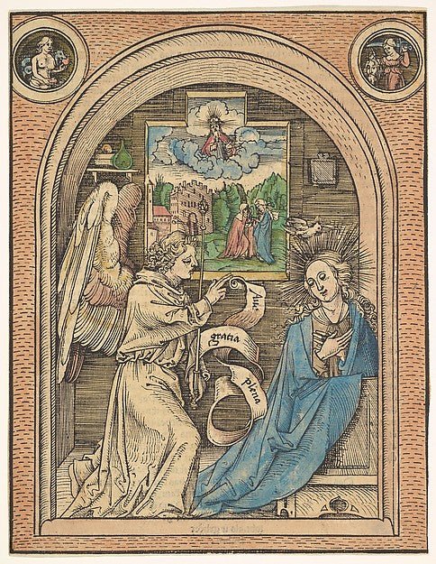 Hans Wechtlin:The Annunciation late 15th–early 16th century, vintage artwork, 16x12"(A3) Poster Print