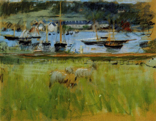 Harbor in the Port of Fecamp - 1874 - by Berthe Morisot, vintage art, modern poster print