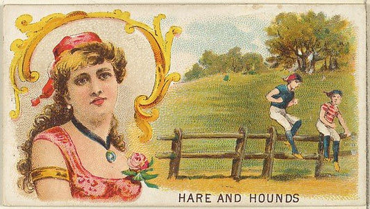 :Hare and Hounds from the Games and Sports series for Old Judge Cigarettes 1889, vintage artwork, 16x12"(A3) Poster Print