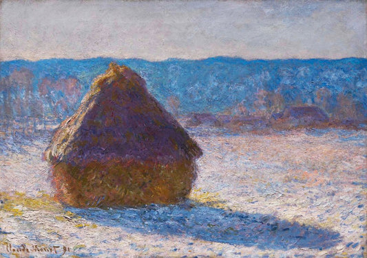Haystack in the Morning by  Snow Effect, vintage art, modern poster print