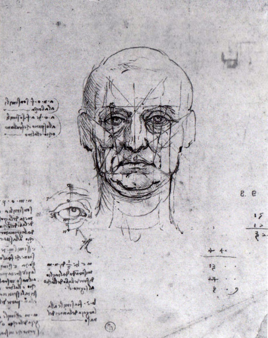 Head and Eyes - Study of Proportions, vintage artwork by Leonardo da Vinci, A3 (16x12") Poster Print