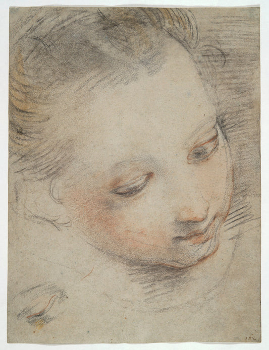 Head of a Girl (study for Madonna del Popolo), vintage artwork by Federico Barocci, A3 (16x12") Poster Print