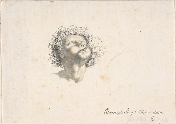 Head of a Putto 1690-Christoph Joseph Werner , vintage art, A3 (16x12") Poster Print