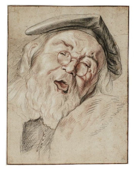 Head of an Old Man Singing, vintage artwork by Jacob Jordaens, 12x8" (A4) Poster