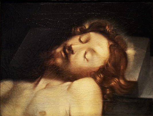Head of Christ Resting on a Stone, vintage artwork by Federico Barocci, 12x8" (A4) Poster