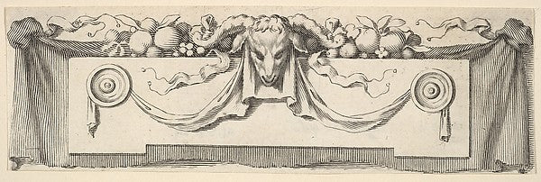 Headband with Ram's Head-Claude Mellan , vintage art, A3 (16x12") Poster Print