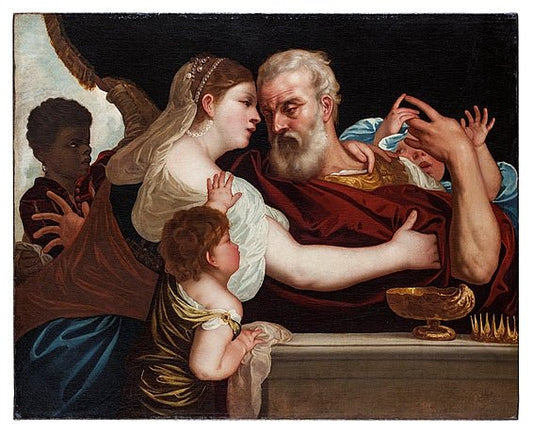 Hecuba and Priam, vintage artwork by Alessandro Varotari, 12x8" (A4) Poster