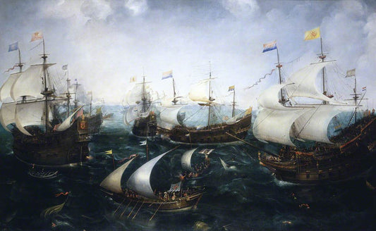 Heemskerk’s Defeat of the Spaniards at Gibraltar, 25 April 1607, vintage artwork by Cornelis van Wieringen, A3 (16x12") Poster Print