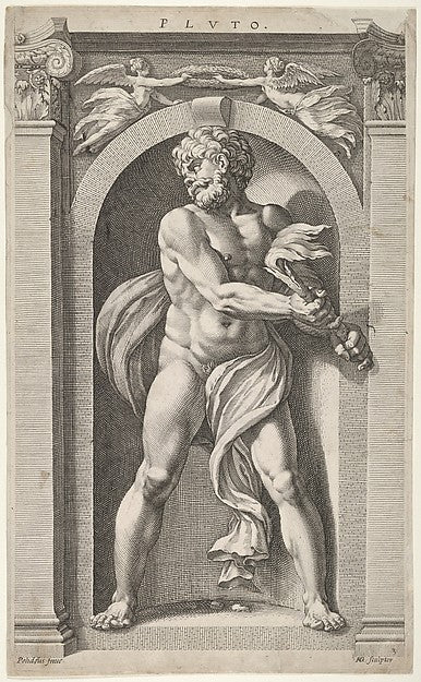 Hendrick Goltzius , After Polidoro da Caravaggio:Pluto 16th–17th Century, vintage artwork, 16x12"(A3) Poster Print
