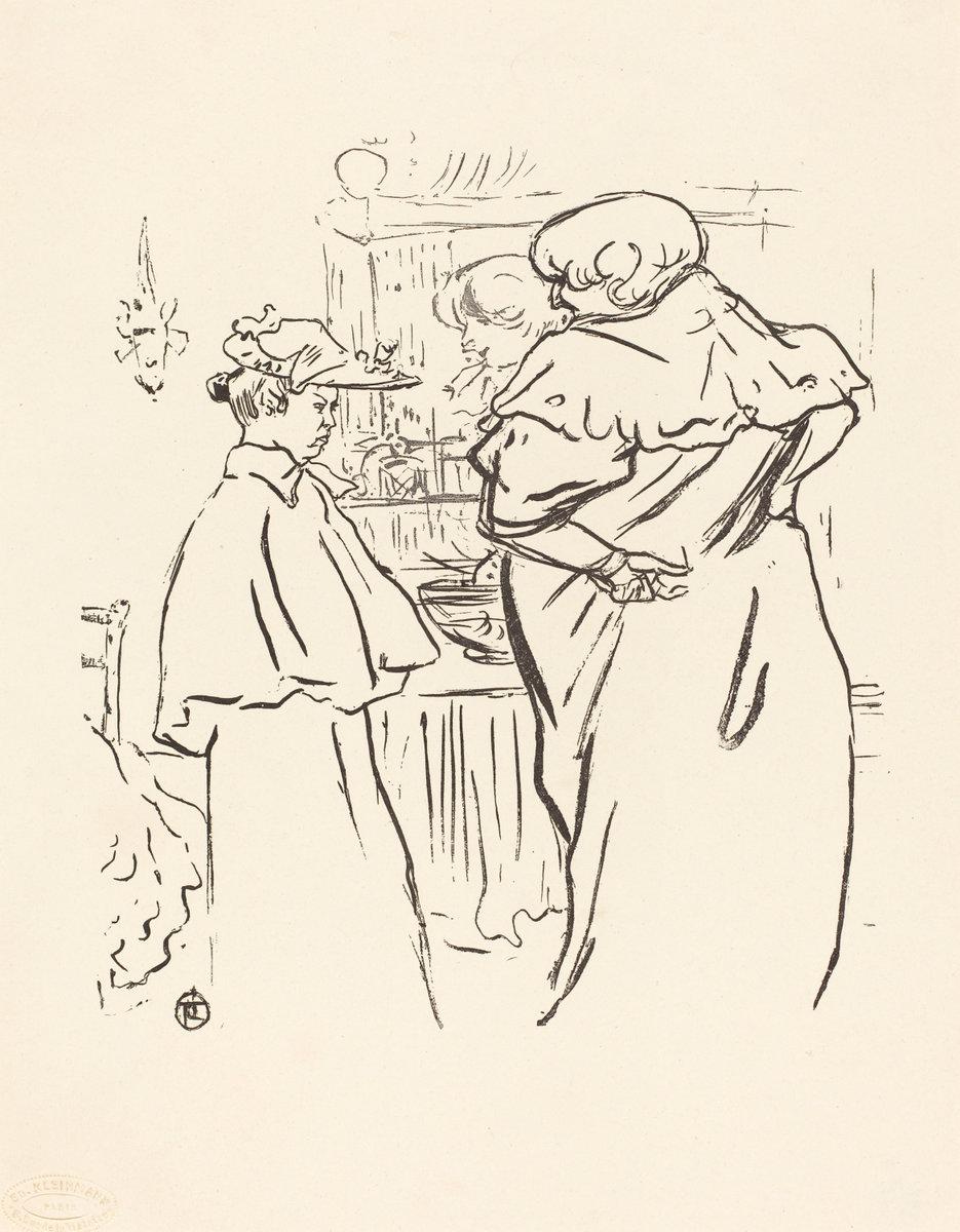 Henri de Toulouse-Lautrec:Two Women before a Mirror,16x12"(A3) Poster