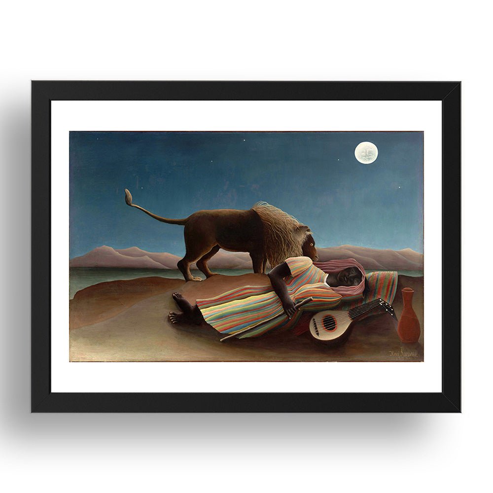 Henri Rousseau - The Sleeping Gypsy [1897], vintage artwork in A3 (17x13") Black Frame