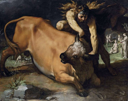Hercules and Achelous, vintage artwork by Cornelis van Haarlem, A3 (16x12") Poster Print