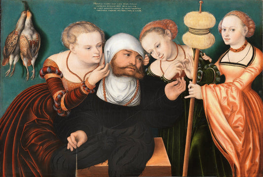 Hercules at the Court of Omphale, vintage artwork by Hans Cranach, A3 (16x12") Poster Print