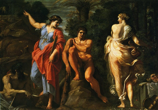 Hercules at the Crossroads, vintage artwork by Annibale Carracci, A3 (16x12") Poster Print