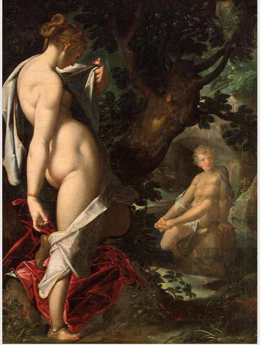 Hermaphrodite and the Nymph Salmacis, vintage artwork by Bartholomaeus Spranger, A3 (16x12") Poster Print