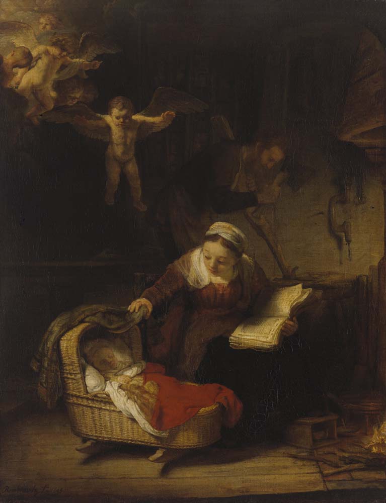 holy family by H. van Rijn Rembrandt,1645, 12x8" (A4) Poster
