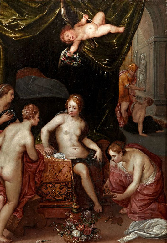 Herse and her Sisters with Mercury, vintage artwork by Hendrick van Balen, 12x8" (A4) Poster