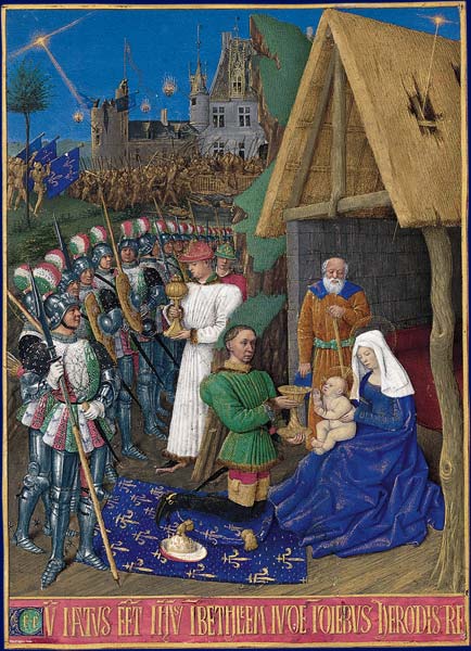 Heures d'Étienne Chevalier ~ Adoration of the Magi, vintage artwork by Jean Fouquet, A3 (16x12") Poster Print