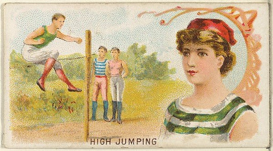 :High Jumping from the Games and Sports series for Old Judge Cigarettes 1889, vintage artwork, 16x12"(A3) Poster Print