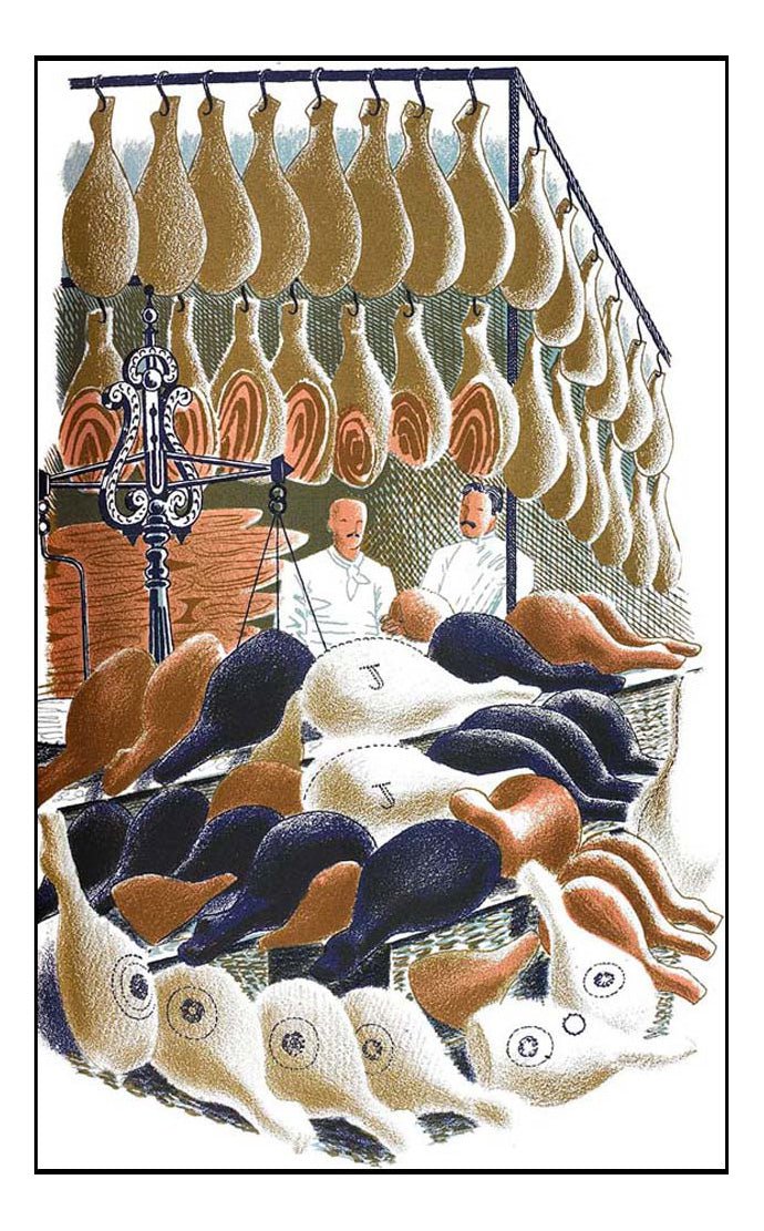 High Street Series: hams by Eric Ravilious, vintage art, A3 (16x12") Poster Print