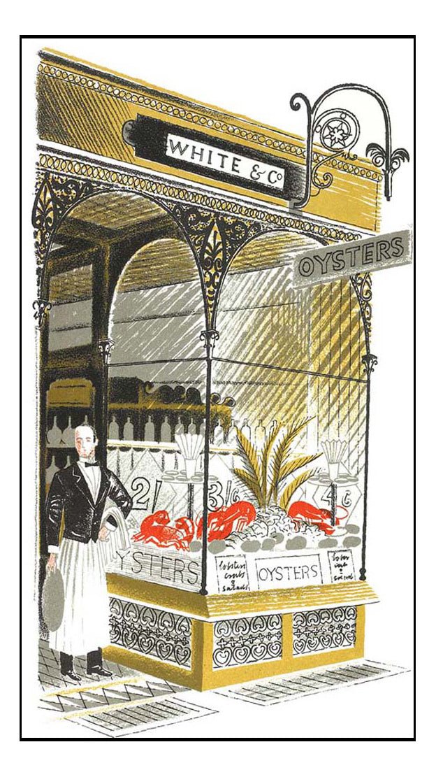 High Street Series: oyster-bar by Eric Ravilious, vintage art, A3 (16x12") Poster Print