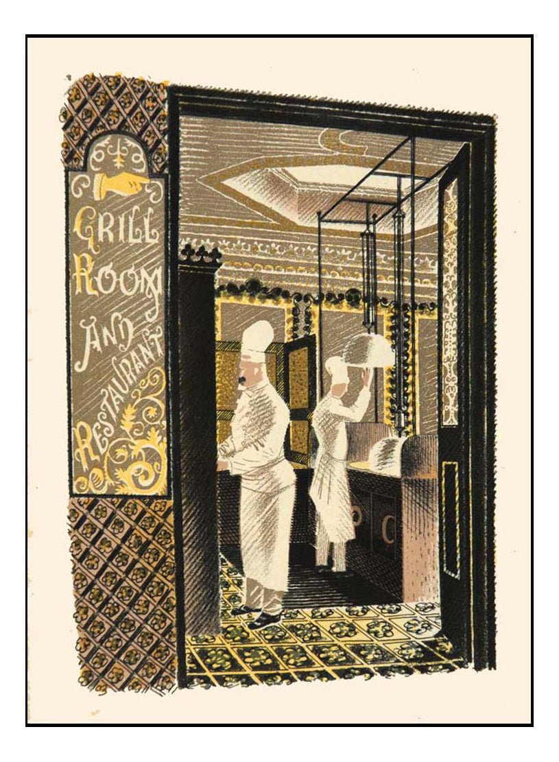 High Street Series: restaurant-and-bar-grill by Eric Ravilious, vintage art, A3 (16x12") Poster Print