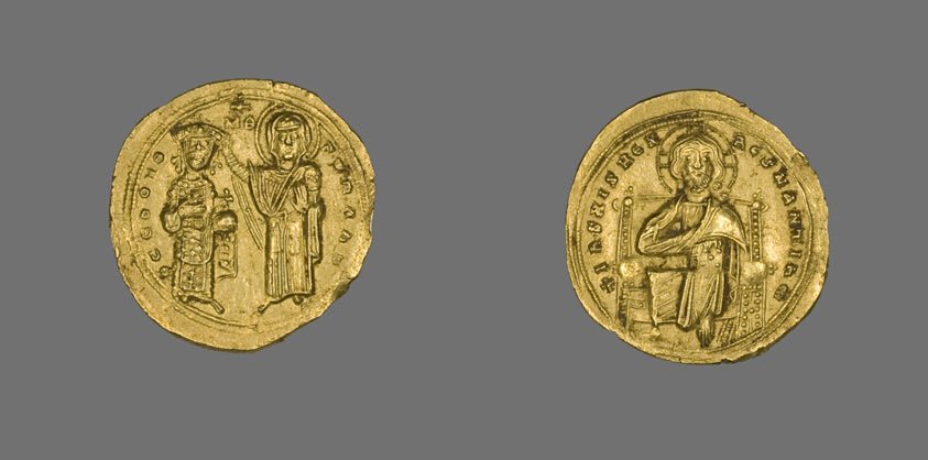 Histamenon (Coin) of Romanus III Argyrus with Christ Enthroned by  Byzantine, minted in Constantinople, 23x16"( A2 size) Poster Print