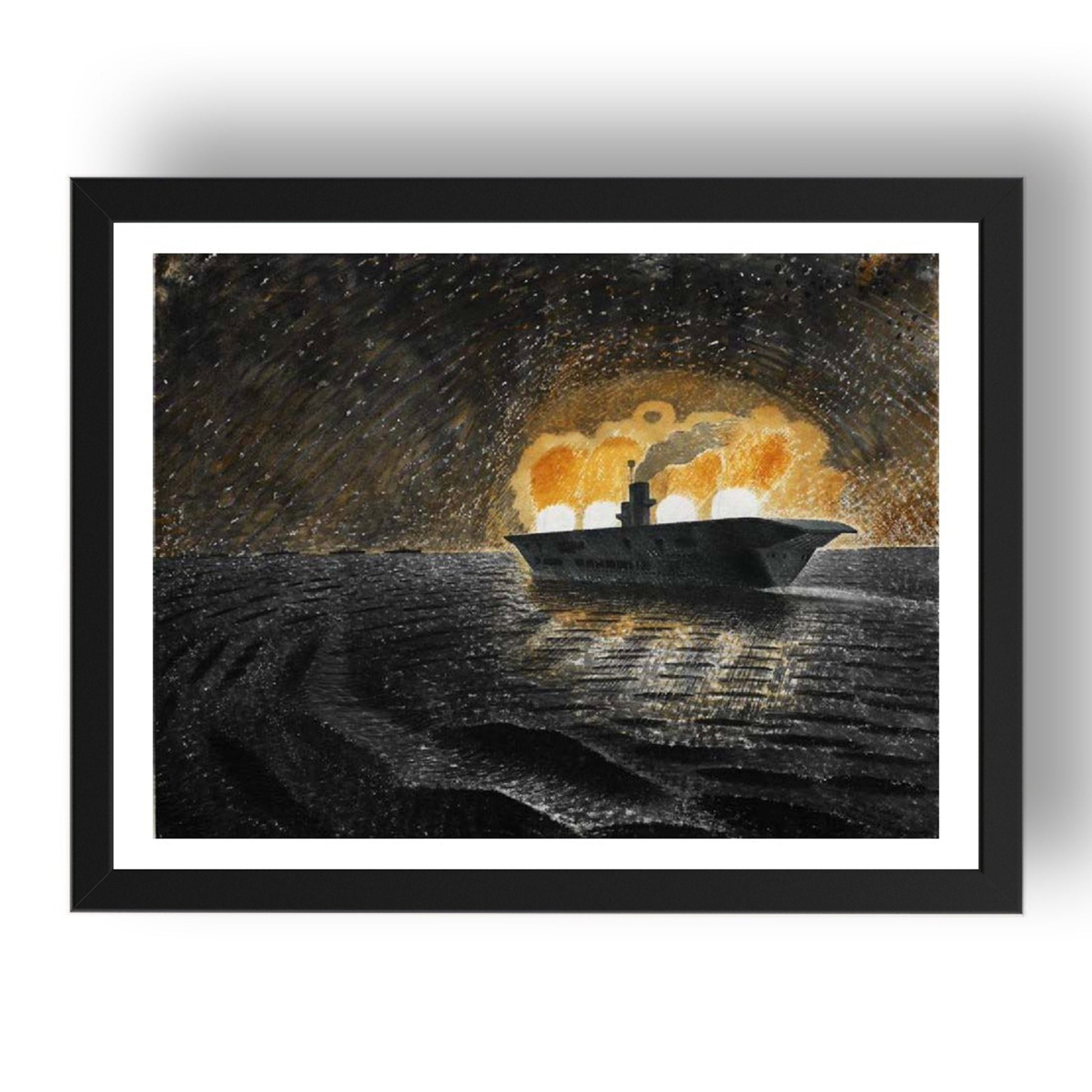 HMS_Ark_Royal_in_Action_ by Eric Ravilious, 17x13" Frame