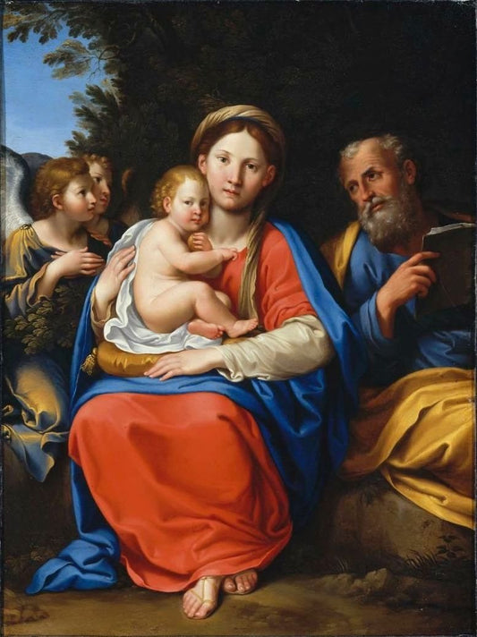Holy Family with Angels, vintage artwork by Francesco Albani, 12x8" (A4) Poster
