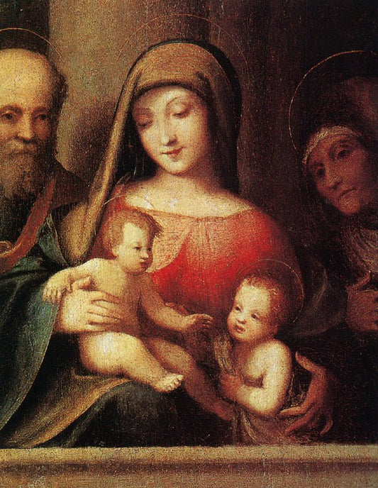 Holy Family with Saints Elizabeth and John, vintage artwork by Correggio, A3 (16x12") Poster Print