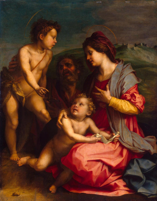 Holy Family with St John the Baptist, vintage artwork by Andrea del Sarto, A3 (16x12") Poster Print