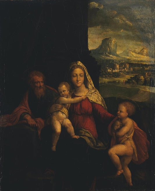Holy Family with St John the Baptist, vintage artwork by Il Garofalo, A3 (16x12") Poster Print