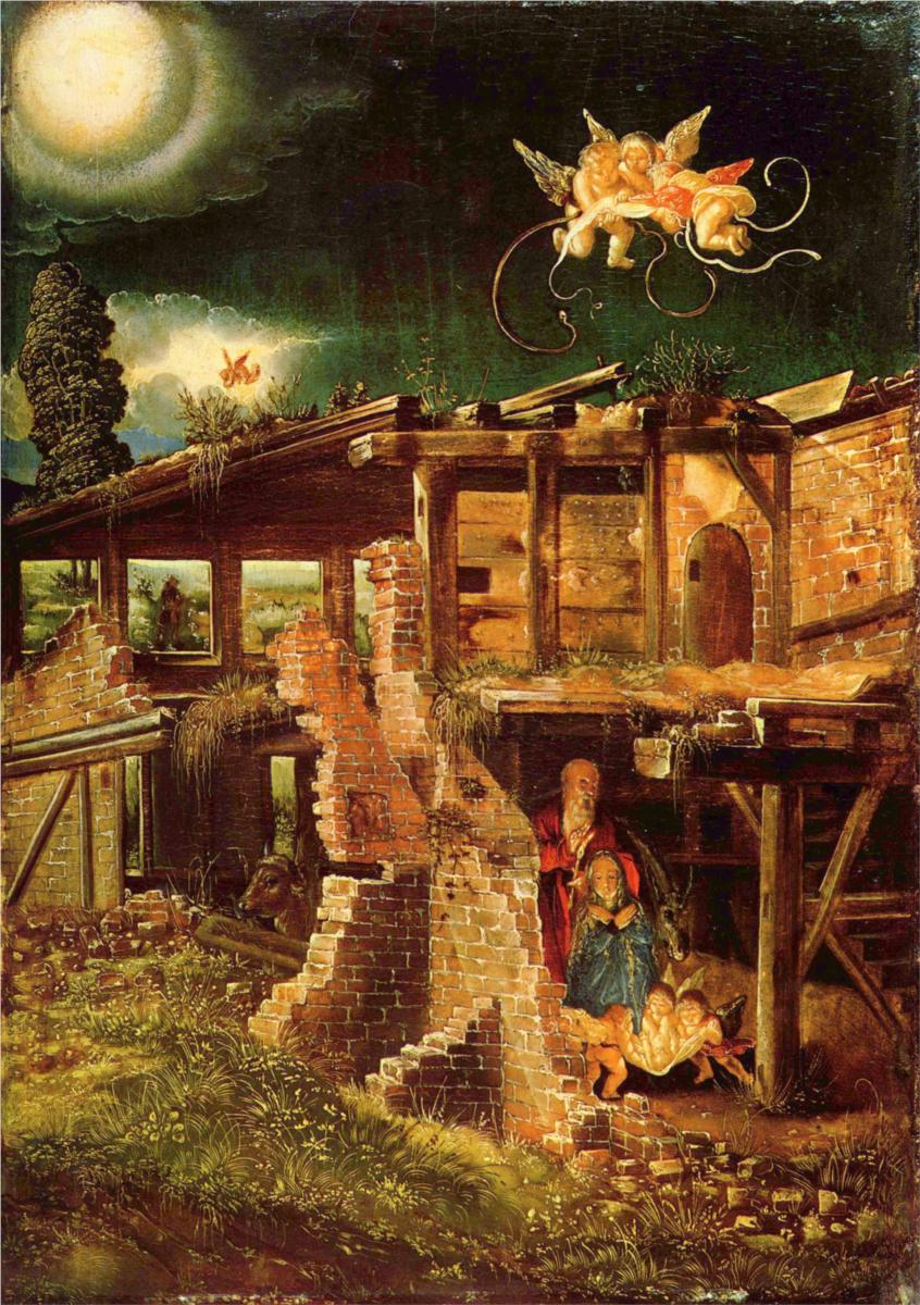 Holy Night, vintage artwork by Albrecht Altdorfer, A3 (16x12") Poster Print